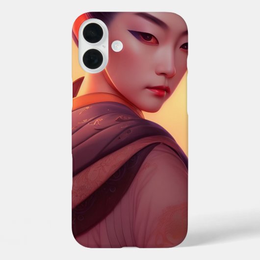 Japanse vrouw op Sunset Fantasy AI Art Case-Mate iPhone Case (Achterkant)