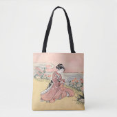 Japanse vrouw plukken chrysant tote bag (Voorkant)