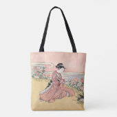Japanse vrouw plukken chrysant tote bag (Achterkant)
