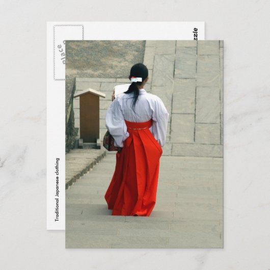 japanse vrouw rood briefkaart (Voorkant / Achterkant)