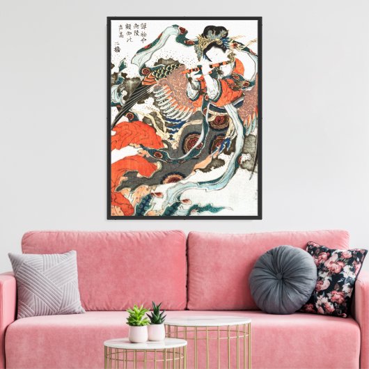 Japanse vrouw speelt fluit canvas afdruk (Insitu (Woonkamer))