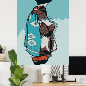  Japanse vrouw, voeg tekst toe Poster (Thuiskantoor)