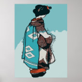  Japanse vrouw, voeg tekst toe Poster (Voorkant)