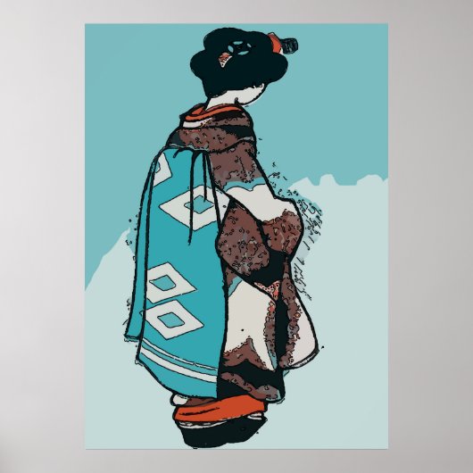  Japanse vrouw, voeg tekst toe Poster (Voorkant)