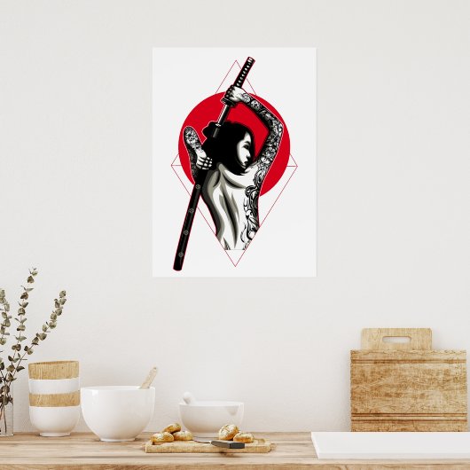 Japanse vrouwelijke arbeidster poster (Keuken)