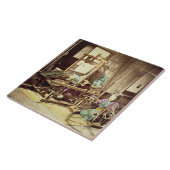 Japanse vrouwen die weven, c.1890 (met de hand gek tegeltje (Zijkant)