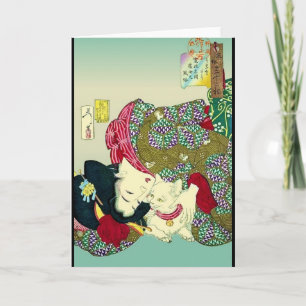 Japanse vrouwen en katten kaart