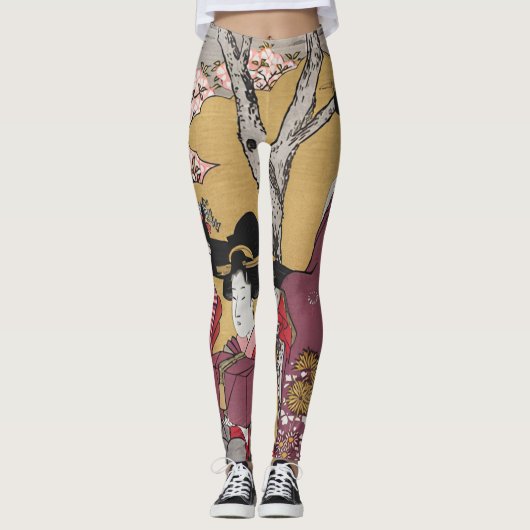japanse vrouwen en kersenbloesems leggings (Voorkant)