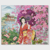 Japanse vrouwen in Kimono - Douchegordijn Cadeaupapier (Vlak)