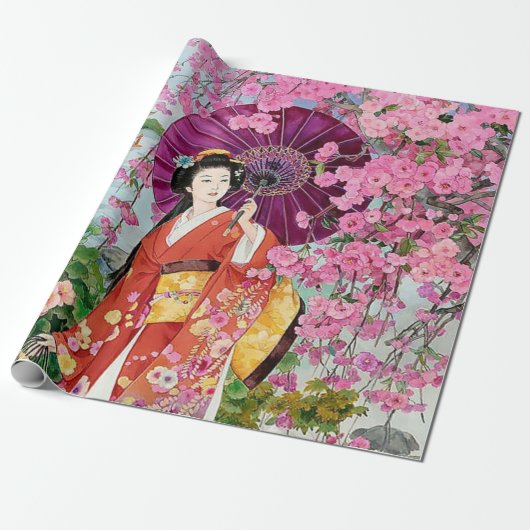 Japanse vrouwen in Kimono - Douchegordijn Cadeaupapier (Uitgerold)