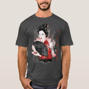 Japanse vrouwen met Fan Sensu Cherry Blossom Japan T-shirt