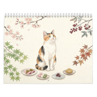 Japanse Wagashi Katten – 12 Maanden van Japan Muur Kalender