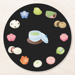 Japanse Wagashi Sweets Ronde Kartonnen Onderzetter