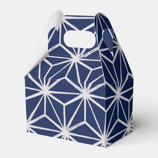 Japanse wagen asanoha geometrisch blauw wit bedankdoosjes (Achterkant)