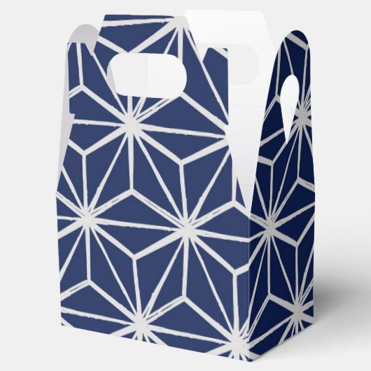 Japanse wagen asanoha geometrisch blauw wit bedankdoosjes (Geopend)