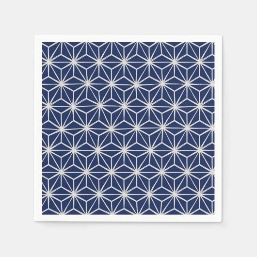 Japanse wagen asanoha geometrisch blauw wit servet (Voorkant)
