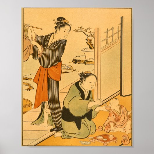  Japanse Wall Art Woman Poster (Voorkant)