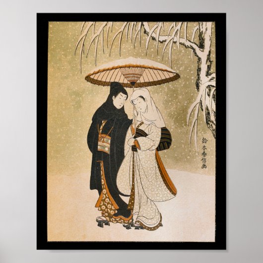 Japanse Wall Art Woman Snow Poster (Voorkant)