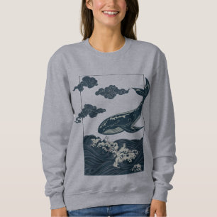 Japanse walvis en oceaangolven ukiyo-e kunst trui