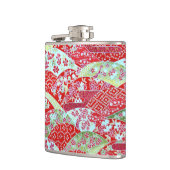 Japanse Washi Rode Bloemen Origami Yuzen Heupfles (Links)