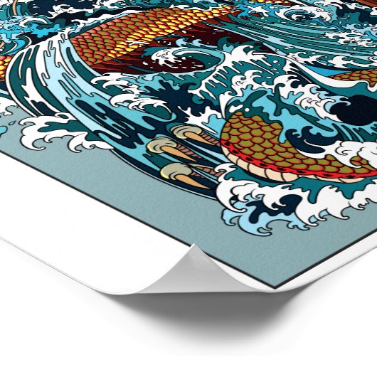 Japanse waterdraak. Illustratie Poster (Hoek)