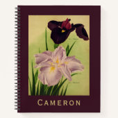 Japanse Wateriris Vintage Botanische Monogram Notitieboek (Voorkant)