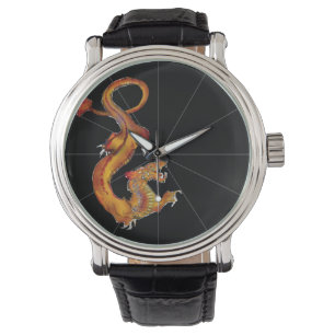 Japanse waterkleur Dragon Design Horloge