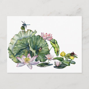 Japanse waterlelies en lotusbloemen briefkaart