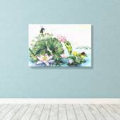 Japanse waterlelies en lotusbloemen canvas afdruk (Insitu (Houten vloer))