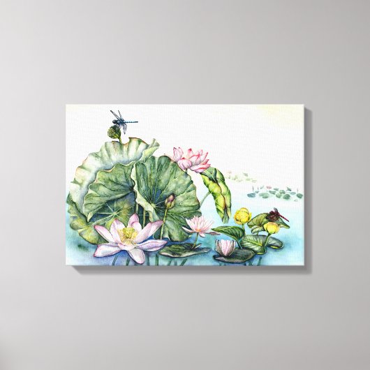 Japanse waterlelies en lotusbloemen canvas afdruk (Voorkant)