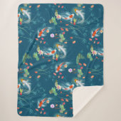 Japanse watertuin Blauwgroen Sherpa Blanket Deken (Voorkant)