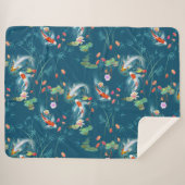 Japanse watertuin Blauwgroen Sherpa Blanket Deken (Voorkant (horizontaal))