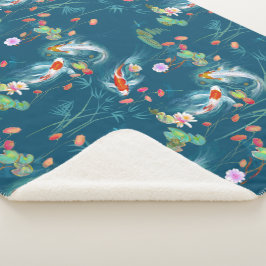 Japanse watertuin Blauwgroen Sherpa Blanket Sherpa Deken