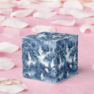 Japanse watertuin in een blauw wit porselein bedankdoosjes