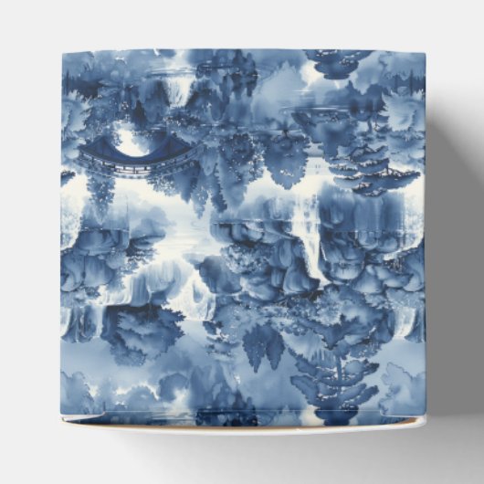 Japanse watertuin in een blauw wit porselein bedankdoosjes (Bovenkant)
