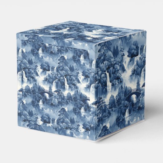 Japanse watertuin in een blauw wit porselein bedankdoosjes (Achterkant)