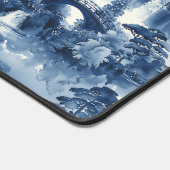 Japanse watertuin in een blauw wit porselein bureaumat (Hoek)
