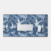 Japanse watertuin in een blauw wit porselein bureaumat (Keyboard & Muis)