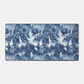 Japanse watertuin in een blauw wit porselein bureaumat (Voorkant)