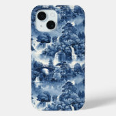 Japanse watertuin in een blauw wit porselein Case-Mate iPhone case (Achterkant)