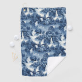 Japanse watertuin in een blauw wit porselein golfhanddoek (Insitu)