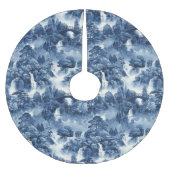 Japanse watertuin in een blauw wit porselein kerstboom rok (Voorkant)
