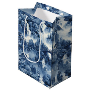 Japanse watertuin in een blauw wit porselein medium cadeauzakje