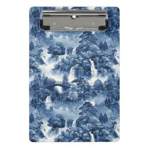 Japanse watertuin in een blauw wit porselein mini klembord