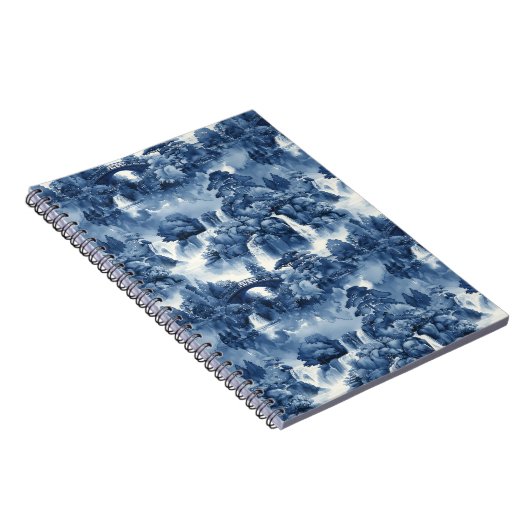 Japanse watertuin in een blauw wit porselein notitieboek (Rechterzijde)