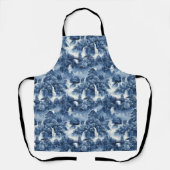 Japanse watertuin in een blauw wit porselein schort (Voorkant)
