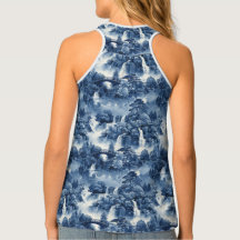 Japanse watertuin in een blauw wit porselein