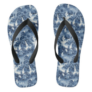 Japanse watertuin in een blauw wit porselein teenslippers