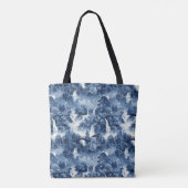 Japanse watertuin in een blauw wit porselein tote bag (Achterkant)