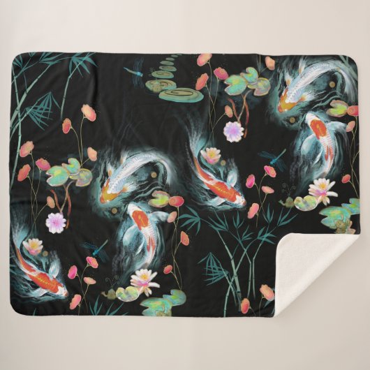 Japanse watertuin Sherpa Blanket Deken (Voorkant (horizontaal))